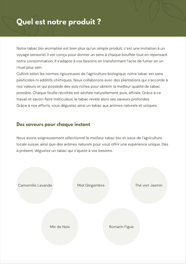 présentation des produits